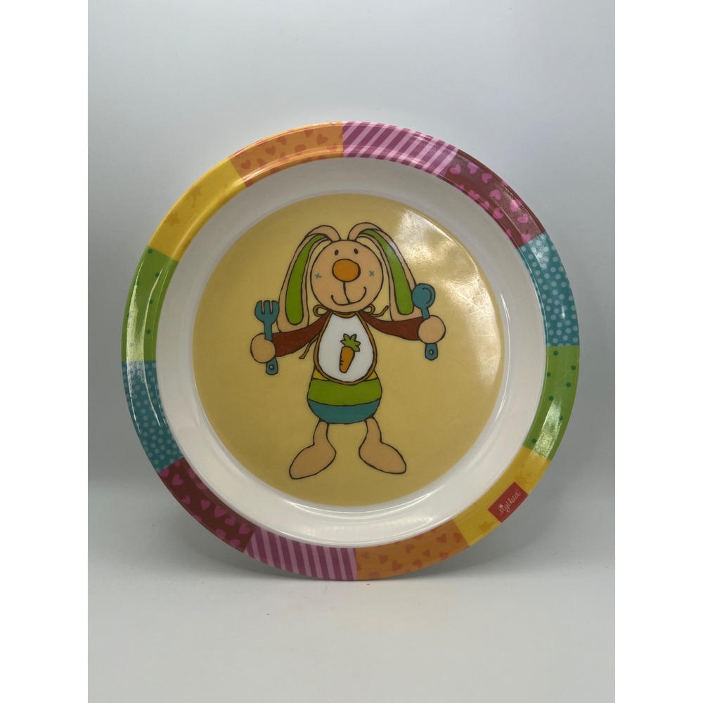 Sigikid Bunny Melamine Plate 8.5 inches Quilt Pattern Border